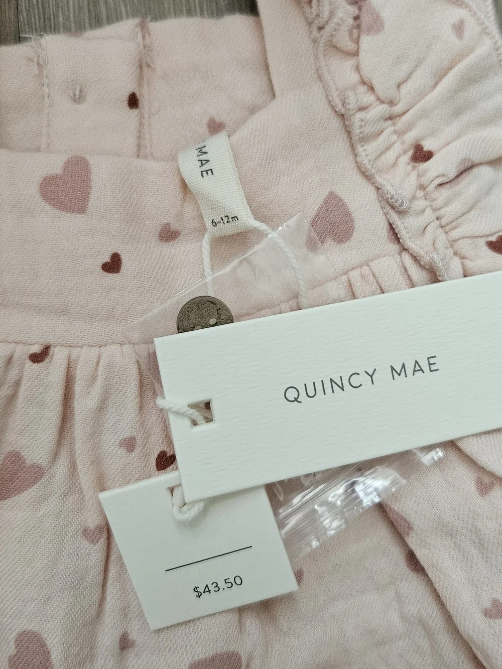 Quincy Mae Pink Heart Ruffle Romper - Baby Girls